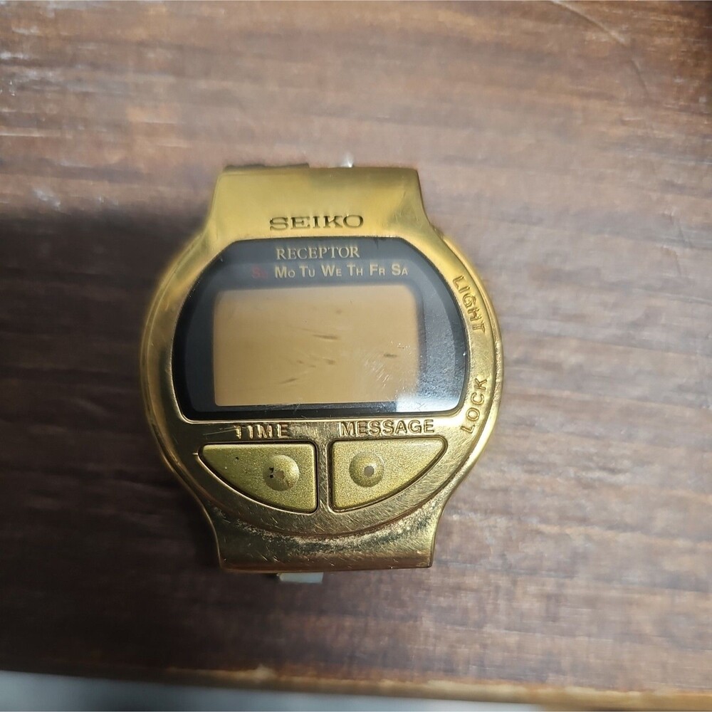 Gold Seiko Receptor wristwatch VTG  no band, UNTESTED AS-IS Collector Item